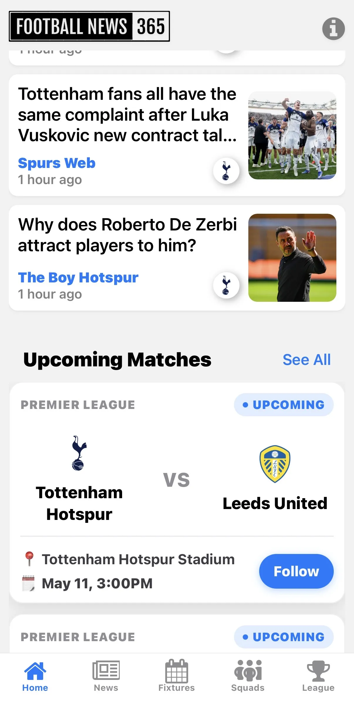 The FootballNews365 app brings club news, matches, league updates into one free, ad-supported experience.