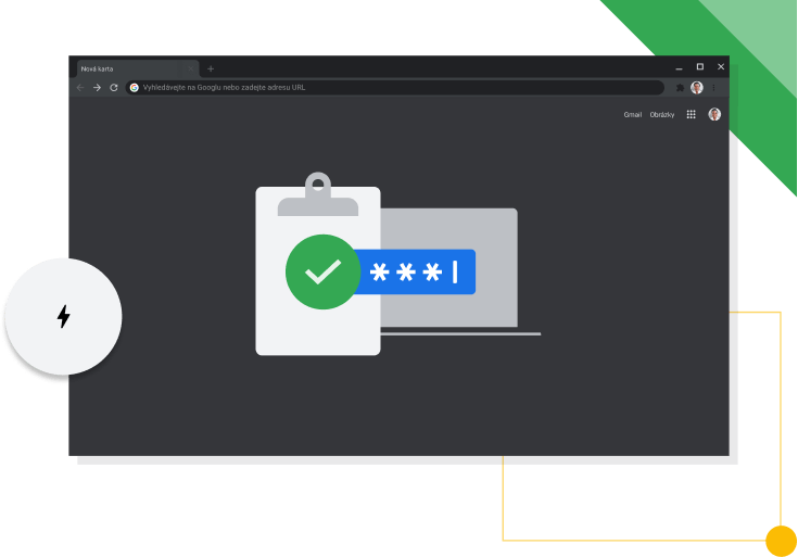 Okno prohlížeče Chrome v tmavém režimu s ikonou produktivity Google.