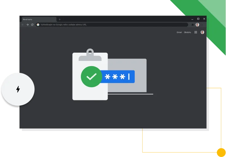 Okno prohlížeče Chrome v tmavém režimu s ikonou produktivity Google.