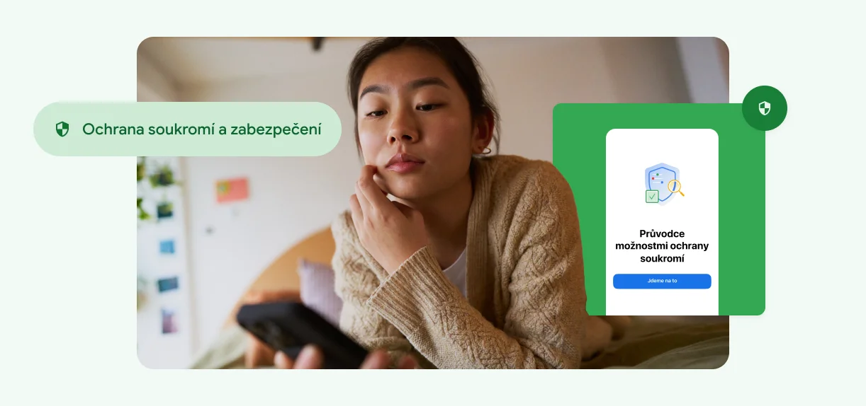 Žena se dotýká své tváře a dívá se na telefon.