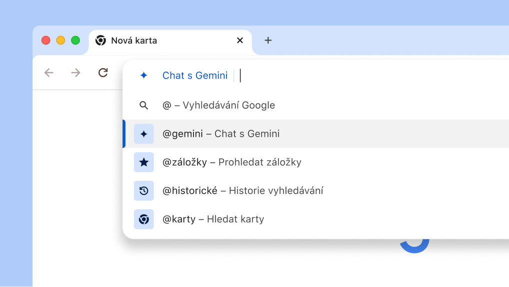 Chatujte s Gemini z adresního řádku