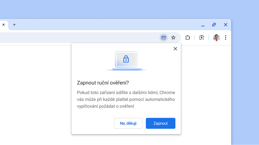 Zapněte ruční ověření při platbě pomocí automatického vyplňování.