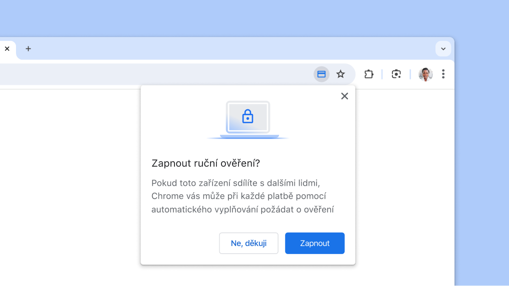 Zapněte ruční ověření při platbě pomocí automatického vyplňování.
