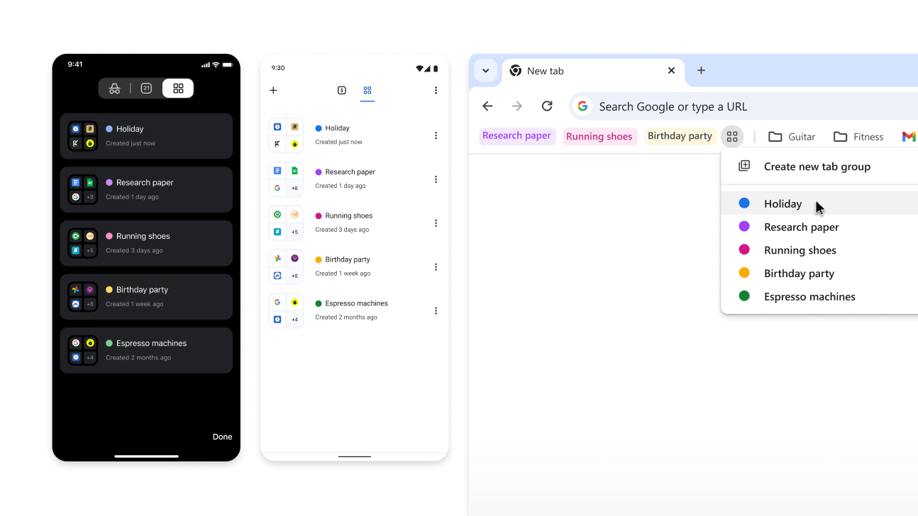 Tab groups across iOS, Android and desktop devices